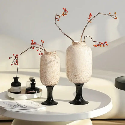 Frosted marbled dot texture glass vases black living room decor