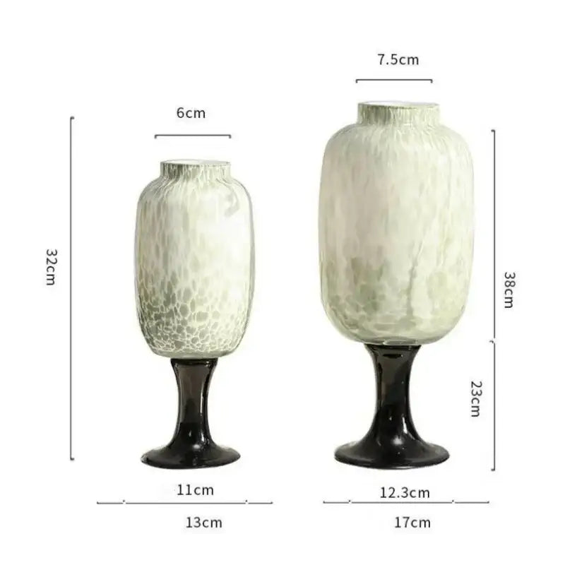 Frosted marbled dot texture glass vases black living room decor
