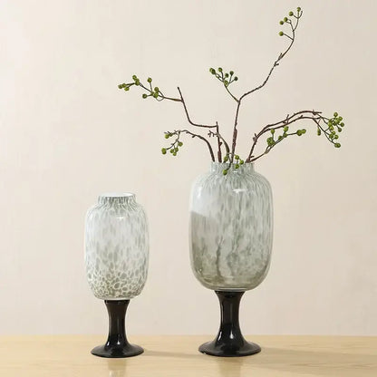 Frosted marbled dot texture glass vases black living room decor
