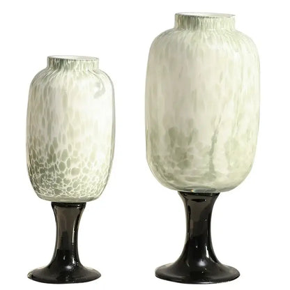 Frosted marbled dot texture glass vases black living room decor