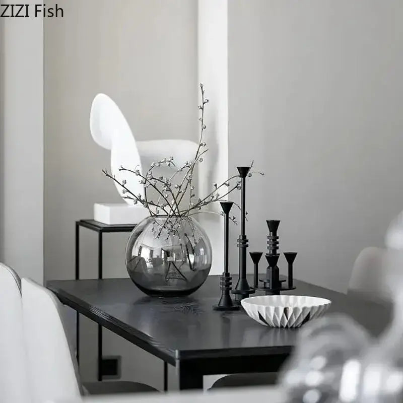 Frosted metal candle holder for romantic dining room decor