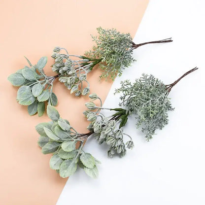 Frosted silver and brown decorative artificial plants living room bundle