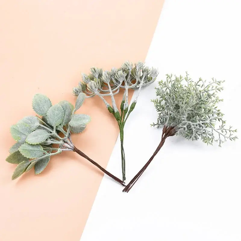 Frosted silver and brown decorative artificial plants living room bundle