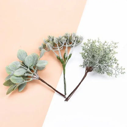 Frosted silver and brown decorative artificial plants living room bundle