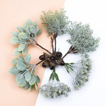Frosted silver and brown decorative artificial plants living room bundle