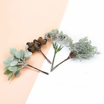 Frosted silver and brown decorative artificial plants living room bundle