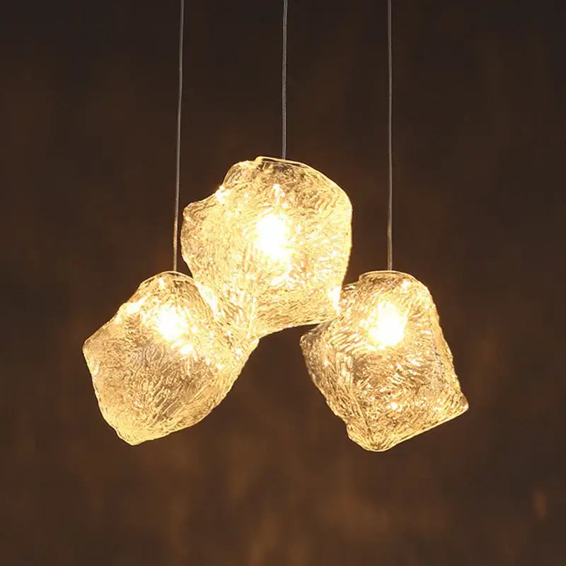 Frosted textured ice cake glass pendant light dining room set