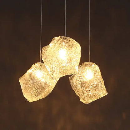 Frosted textured ice cake glass pendant light dining room set