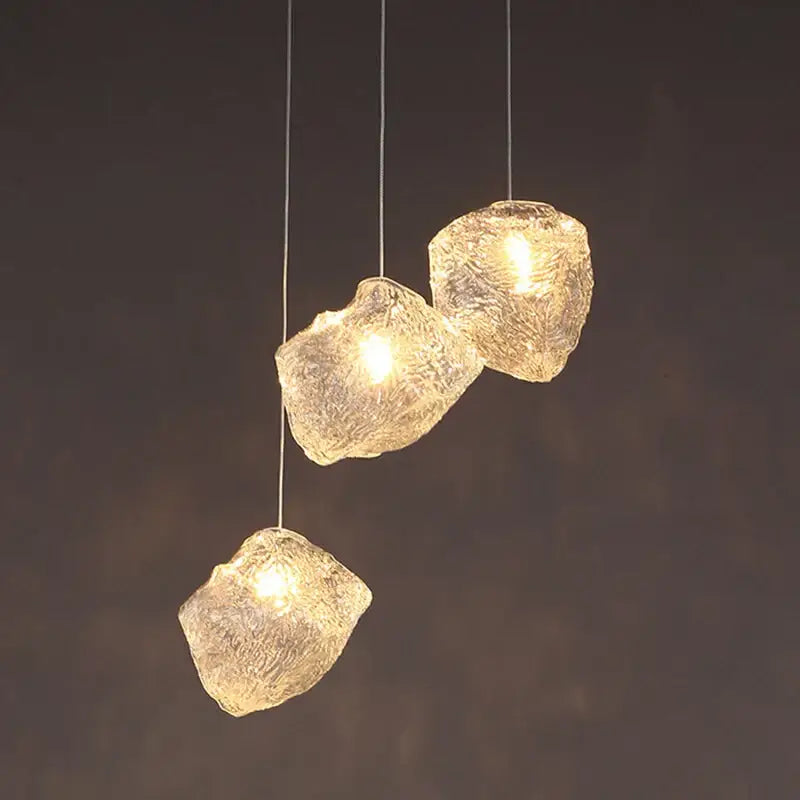 Frosted textured ice cake glass pendant light dining room set