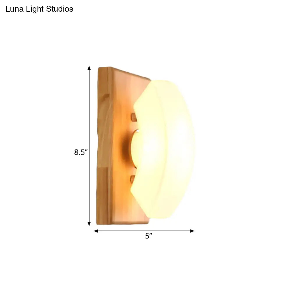 DecorBites™ Frosted White Glass Arch Sconce - Nordic Single-Blue Wall Light with Wood Backplate