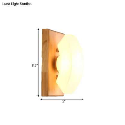 DecorBites™ Frosted White Glass Arch Sconce - Nordic Single-Blue Wall Light with Wood Backplate