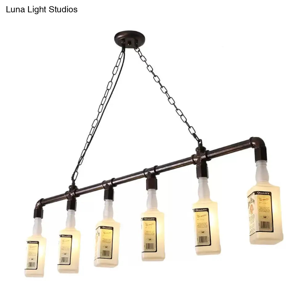 DecorBites™ Frosted White Glass Island Lamp - Loft Style, Black Wine Bottle Design - Perfect for Restaurants, Ceiling Suspension Lighting