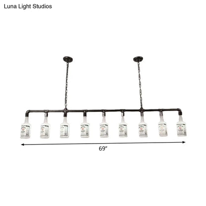 DecorBites™ Frosted White Glass Island Lamp - Loft Style, Black Wine Bottle Design - Perfect for Restaurants, Ceiling Suspension Lighting