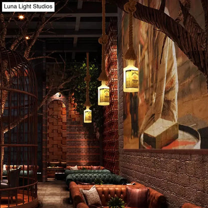 DecorBites™ Frosted White Glass Island Lamp - Loft Style, Black Wine Bottle Design - Perfect for Restaurants, Ceiling Suspension Lighting