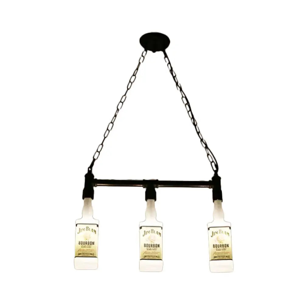 DecorBites™ Frosted White Glass Island Lamp - Loft Style, Black Wine Bottle Design - Perfect for Restaurants, Ceiling Suspension Lighting