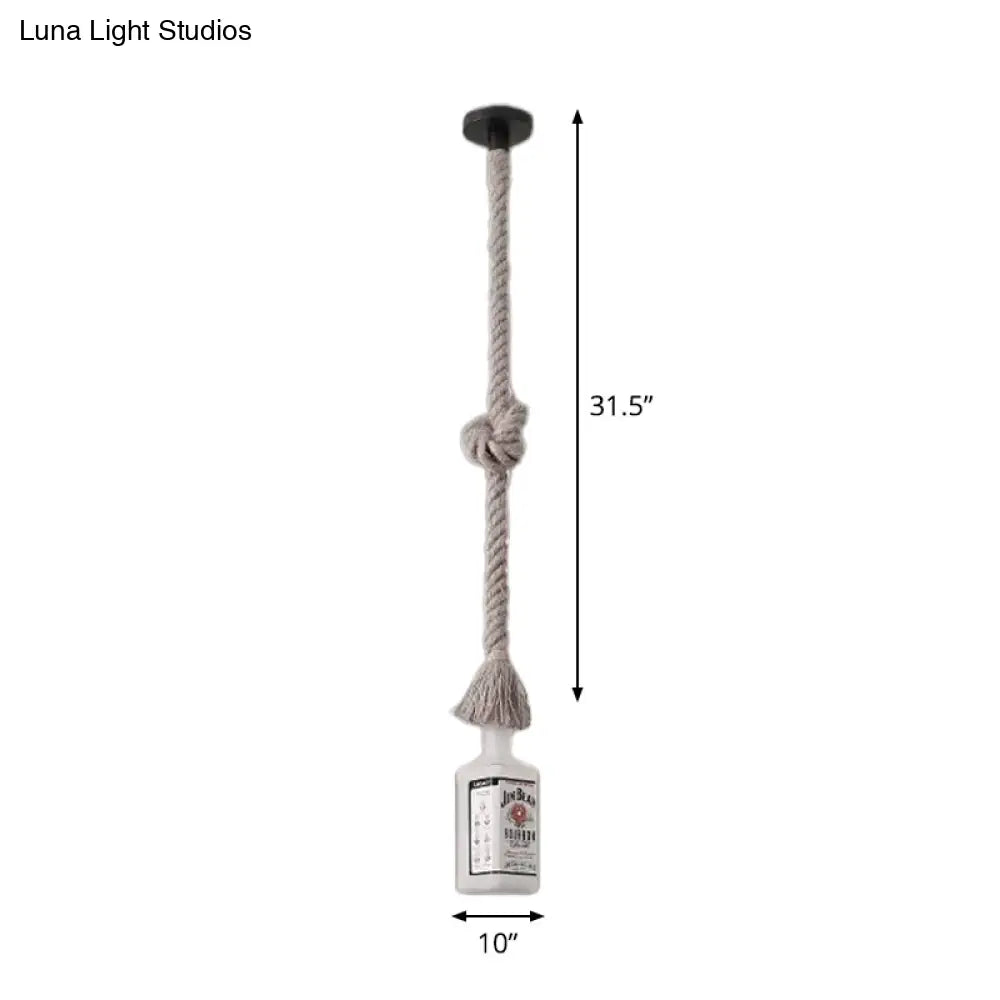 DecorBites™ Frosted White Glass Island Lamp - Loft Style, Black Wine Bottle Design - Perfect for Restaurants, Ceiling Suspension Lighting