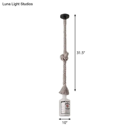 DecorBites™ Frosted White Glass Island Lamp - Loft Style, Black Wine Bottle Design - Perfect for Restaurants, Ceiling Suspension Lighting