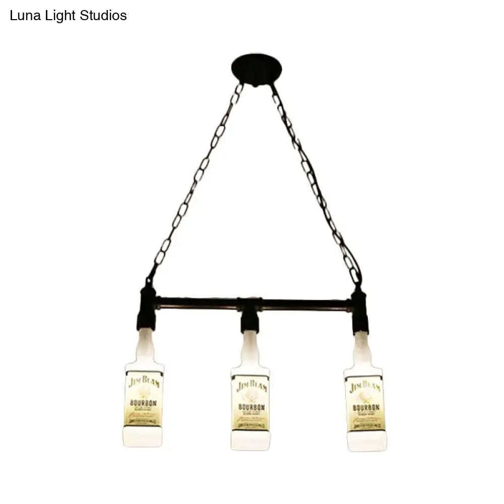 DecorBites™ Frosted White Glass Island Lamp - Loft Style, Black Wine Bottle Design - Perfect for Restaurants, Ceiling Suspension Lighting