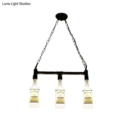 DecorBites™ Frosted White Glass Island Lamp - Loft Style, Black Wine Bottle Design - Perfect for Restaurants, Ceiling Suspension Lighting