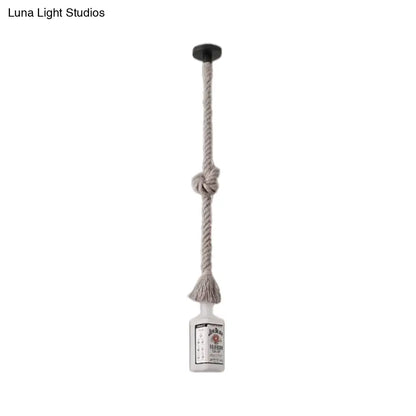 DecorBites™ Frosted White Glass Island Lamp - Loft Style, Black Wine Bottle Design - Perfect for Restaurants, Ceiling Suspension Lighting