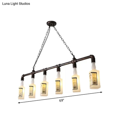 DecorBites™ Frosted White Glass Island Lamp - Loft Style, Black Wine Bottle Design - Perfect for Restaurants, Ceiling Suspension Lighting