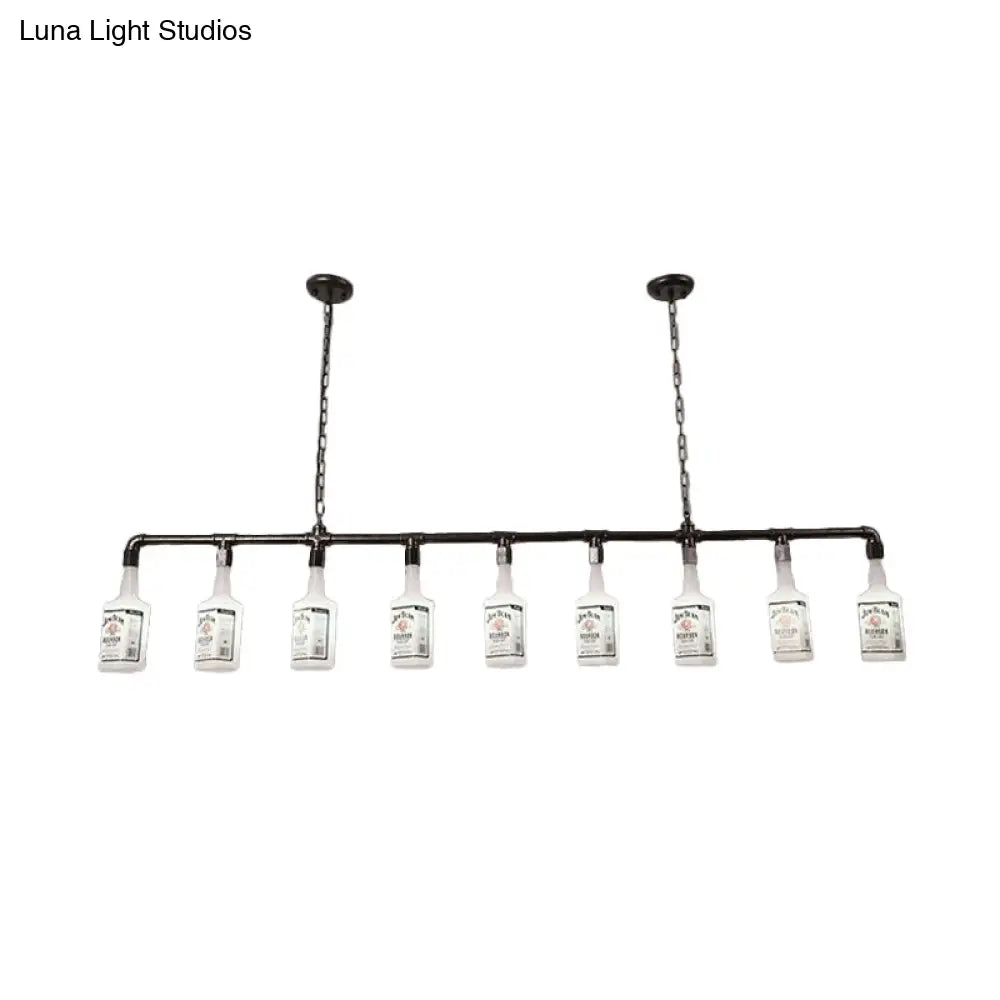 DecorBites™ Frosted White Glass Island Lamp - Loft Style, Black Wine Bottle Design - Perfect for Restaurants, Ceiling Suspension Lighting