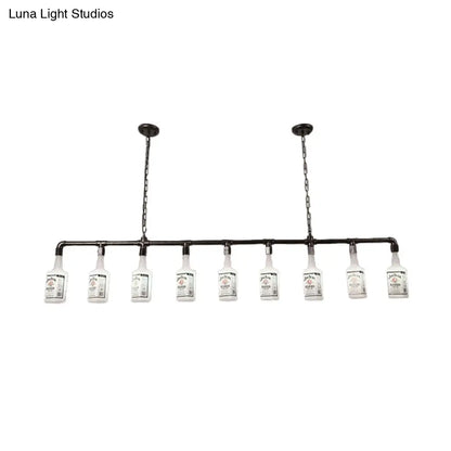 DecorBites™ Frosted White Glass Island Lamp - Loft Style, Black Wine Bottle Design - Perfect for Restaurants, Ceiling Suspension Lighting