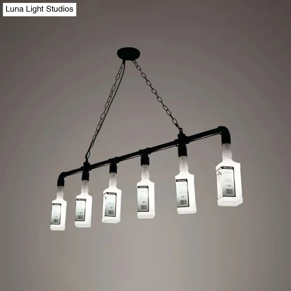 DecorBites™ Frosted White Glass Island Lamp - Loft Style, Black Wine Bottle Design - Perfect for Restaurants, Ceiling Suspension Lighting