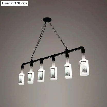 DecorBites™ Frosted White Glass Island Lamp - Loft Style, Black Wine Bottle Design - Perfect for Restaurants, Ceiling Suspension Lighting