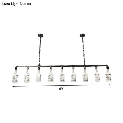 DecorBites™ Frosted White Glass Island Lamp - Loft Style, Black Wine Bottle Design - Perfect for Restaurants, Ceiling Suspension Lighting