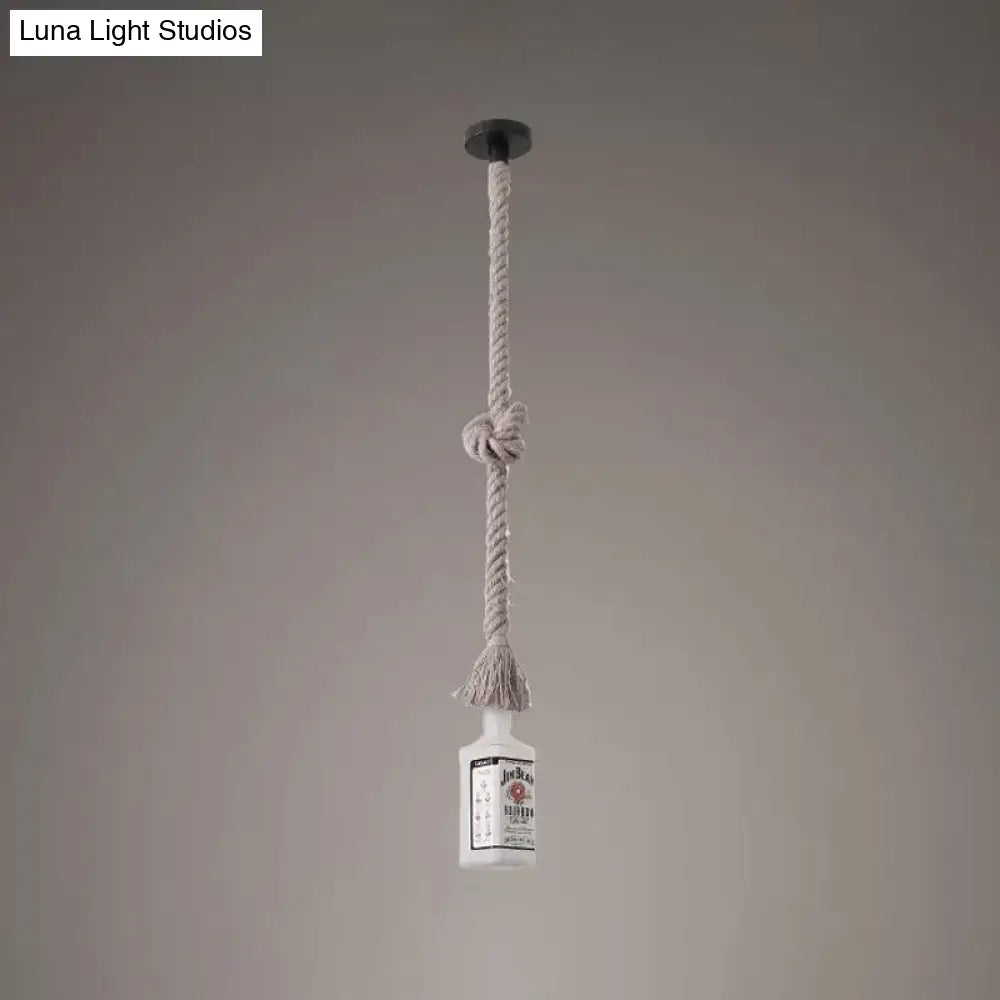 DecorBites™ Frosted White Glass Island Lamp - Loft Style, Black Wine Bottle Design - Perfect for Restaurants, Ceiling Suspension Lighting