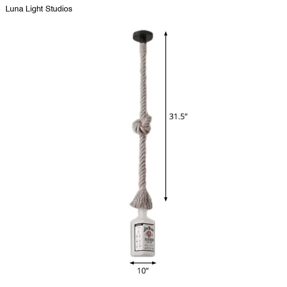 DecorBites™ Frosted White Glass Island Lamp - Loft Style, Black Wine Bottle Design - Perfect for Restaurants, Ceiling Suspension Lighting