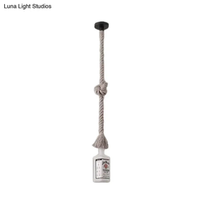 DecorBites™ Frosted White Glass Island Lamp - Loft Style, Black Wine Bottle Design - Perfect for Restaurants, Ceiling Suspension Lighting