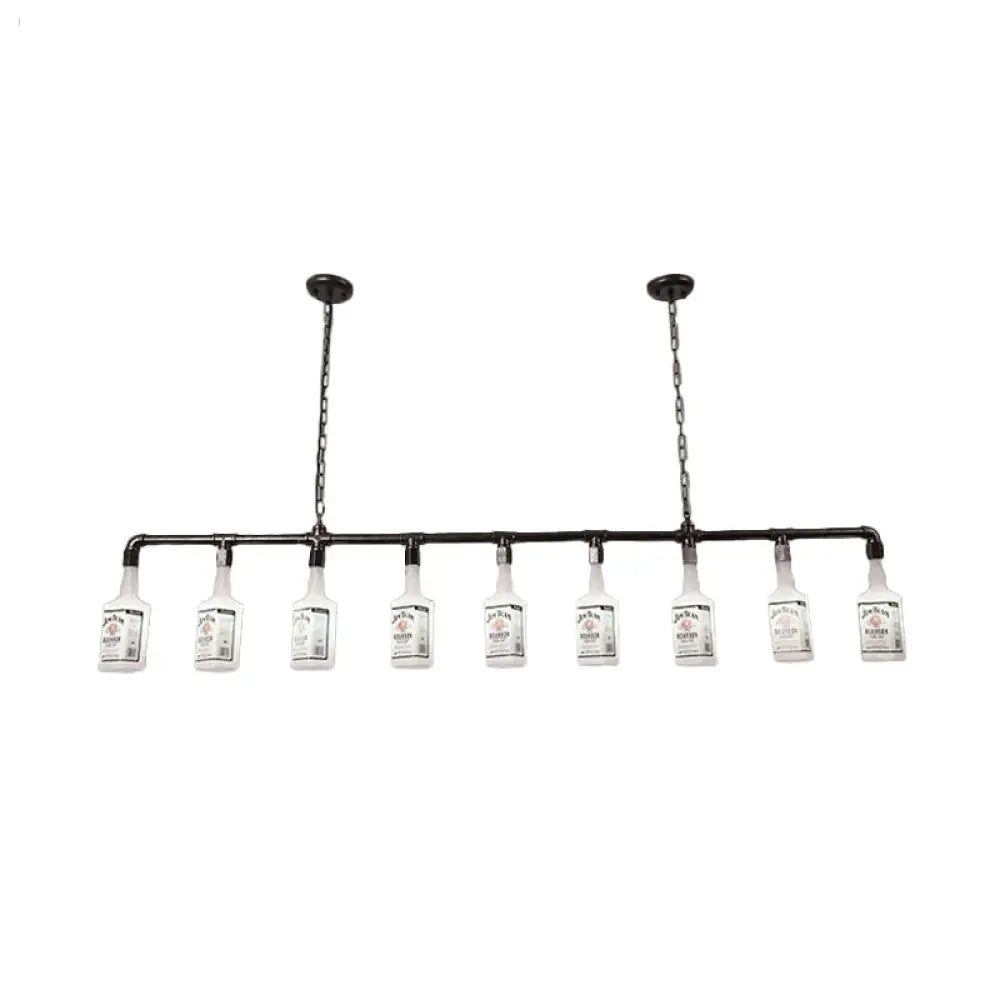 DecorBites™ Frosted White Glass Island Lamp - Loft Style, Black Wine Bottle Design - Perfect for Restaurants, Ceiling Suspension Lighting