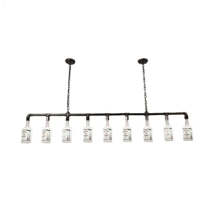 DecorBites™ Frosted White Glass Island Lamp - Loft Style, Black Wine Bottle Design - Perfect for Restaurants, Ceiling Suspension Lighting