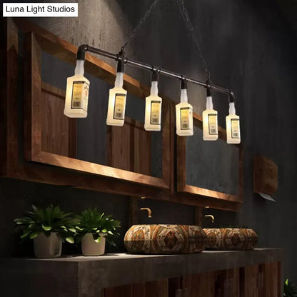 DecorBites™ Frosted White Glass Island Lamp - Loft Style, Black Wine Bottle Design - Perfect for Restaurants, Ceiling Suspension Lighting