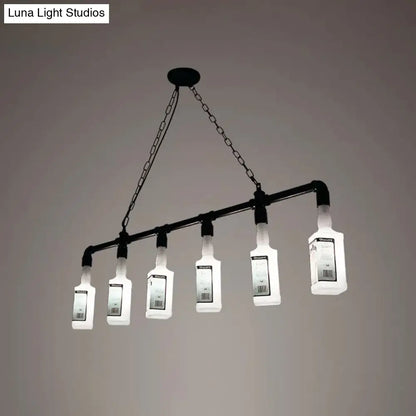 DecorBites™ Frosted White Glass Island Lamp - Loft Style, Black Wine Bottle Design - Perfect for Restaurants, Ceiling Suspension Lighting