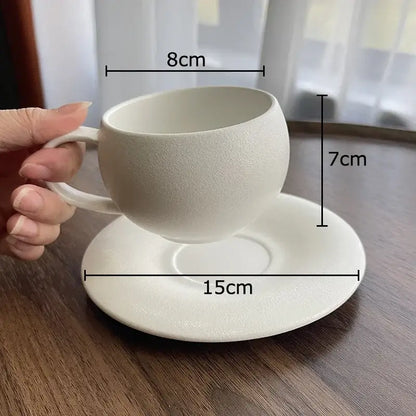 Frosted white textured ceramic cup and saucer set dining room