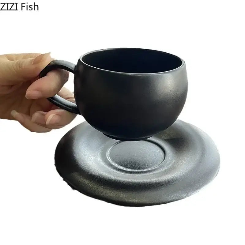 Frosted white textured ceramic cup and saucer set dining room