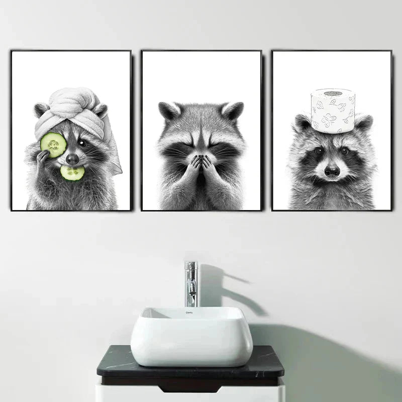 DecorBites™ Fun Animal Bathroom Wall Art Canvas