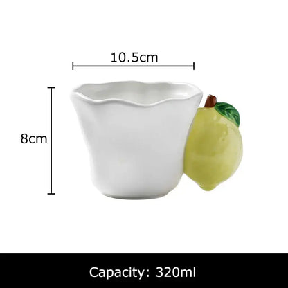 Fun fruits ceramic mug strawberry & lemon dining room cup