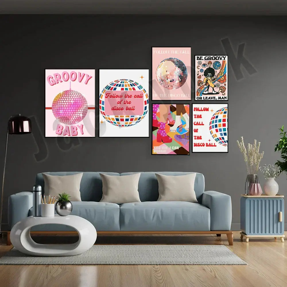 Funky disco gogo boot canvas print bedroom retro wall art