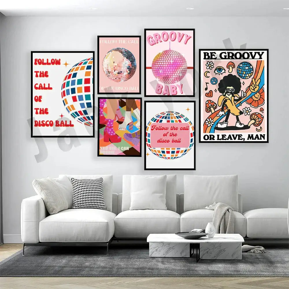 Funky disco gogo boot canvas print bedroom retro wall art