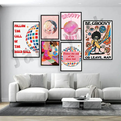 Funky disco gogo boot canvas print bedroom retro wall art