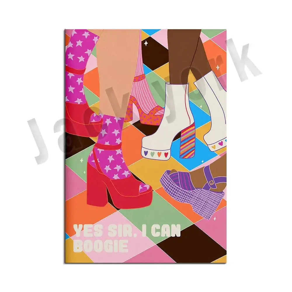 Funky disco gogo boot canvas print bedroom retro wall art