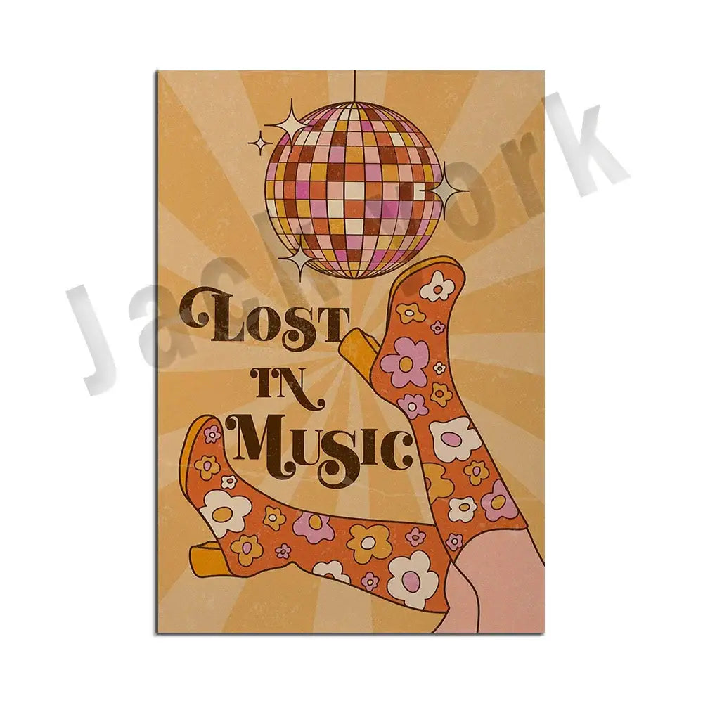 Funky disco gogo boot canvas print bedroom retro wall art