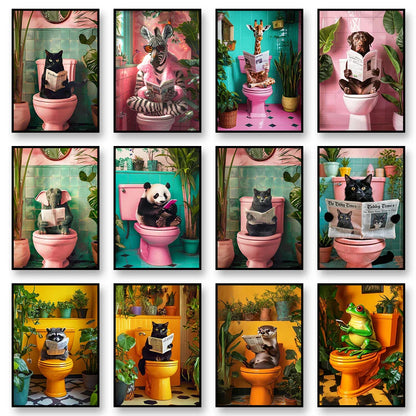 DecorBites™ Funny Bathroom Cat Canvas Wall Art