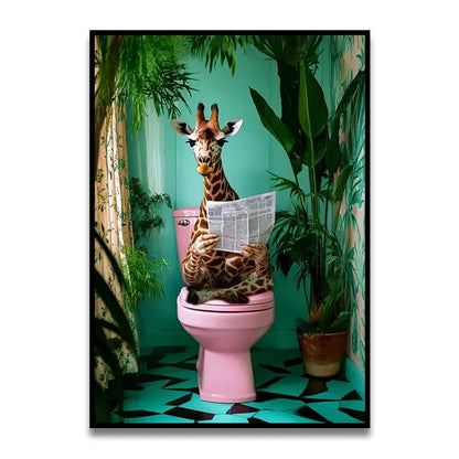 DecorBites™ Funny Bathroom Cat Canvas Wall Art
