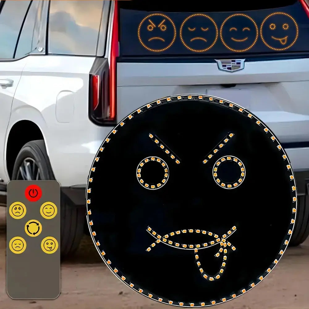 Funny black & gold smiley face led sign light car decor