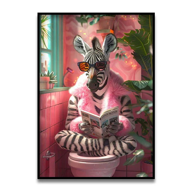 DecorBites™ Funny Cat Bathroom Canvas Wall Art
